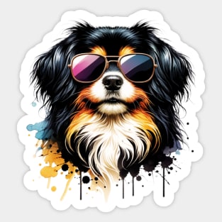 Tibetan Spaniel Wearing Sunglasses Sticker